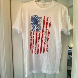 White T-Shirt with American Flag Design
